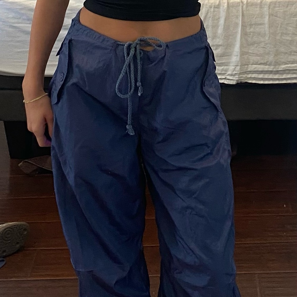 Edikted Navy Blue Casual Parachute Pants
